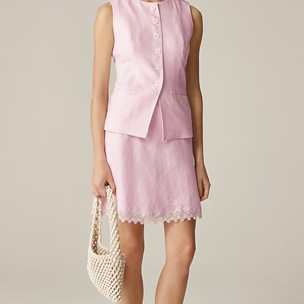 NWT J.Crew Gwen lace-trim slip skirt in linen (size 2X)